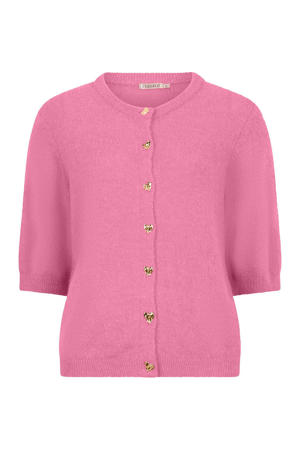 gebreid vest met hartjes roze