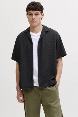 loose casual overhemd met textuur zwart