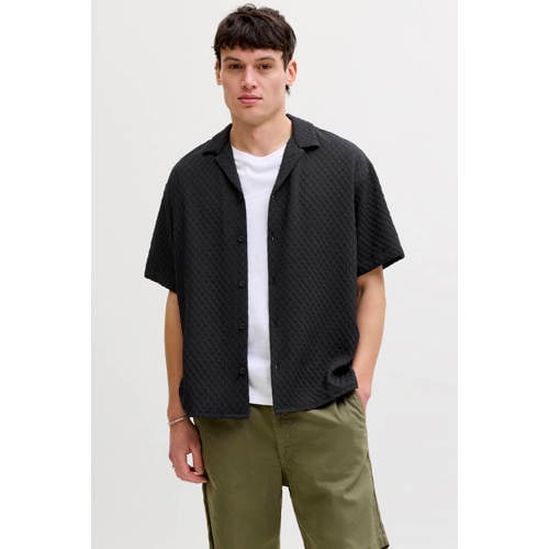 JACK & JONES loose casual overhemd met textuur zwart afbeelding