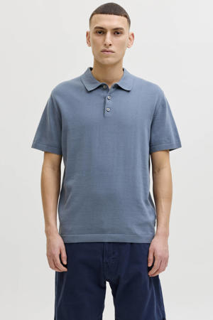 regular polo blauw gebreid