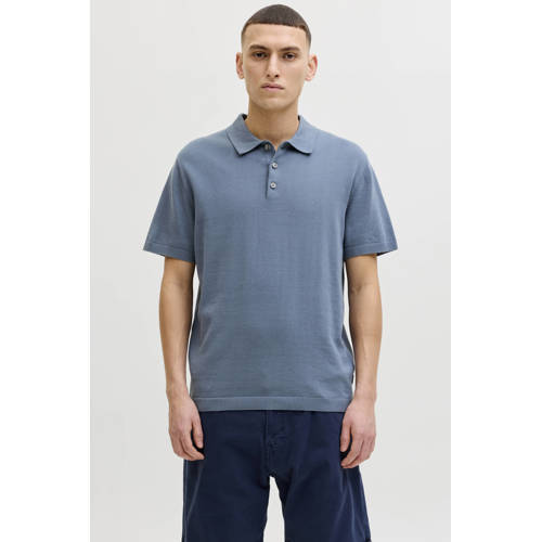 JACK & JONES regular polo blauw gebreid afbeelding