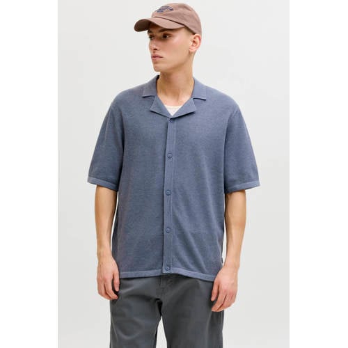 JACK & JONES relaxed casual overhemd gebreid blauw afbeelding
