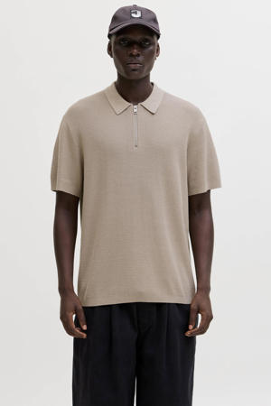 relaxed polo gebreid beige