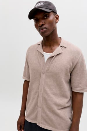 relaxed casual overhemd gebreid beige