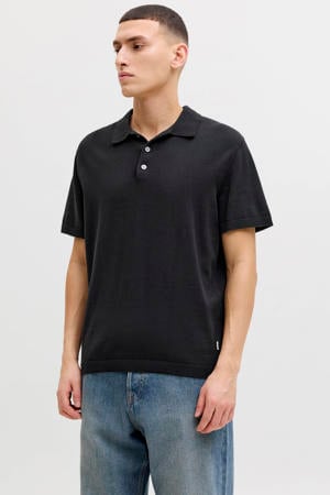 regular polo zwart gebreid