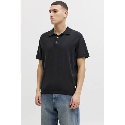 JACK & JONES regular polo zwart gebreid afbeelding
