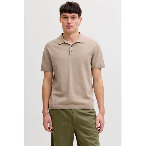 JACK & JONES regular polo beige gebreid afbeelding