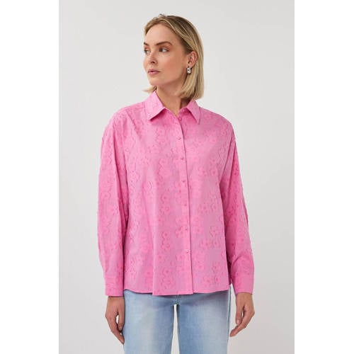 Esqualo gebloemde blouse roze afbeelding