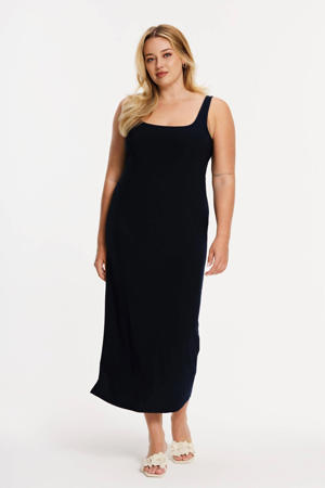 midi jurk donkerblauw