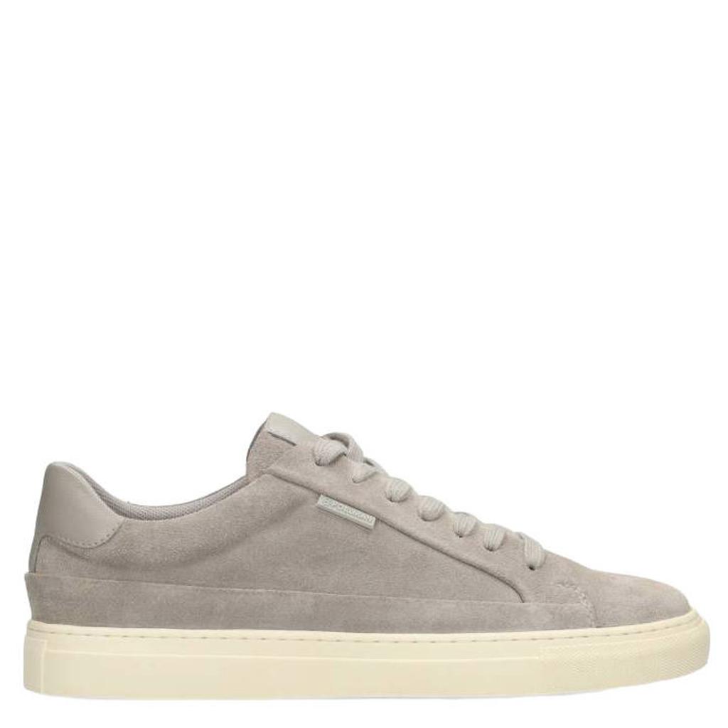 Grijze heren Poelman Nero suède sneakers met veters