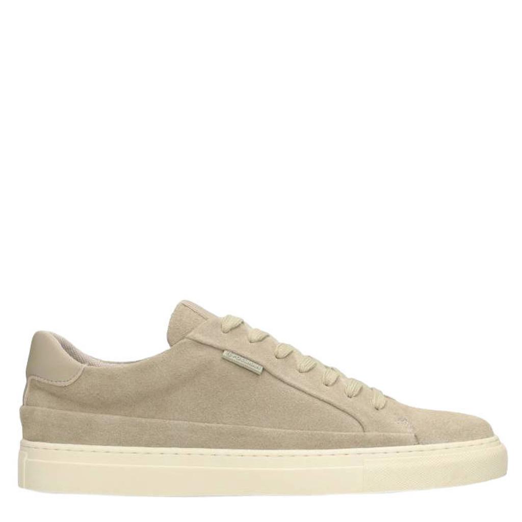 Beige heren Poelman Nero suède sneakers met veters