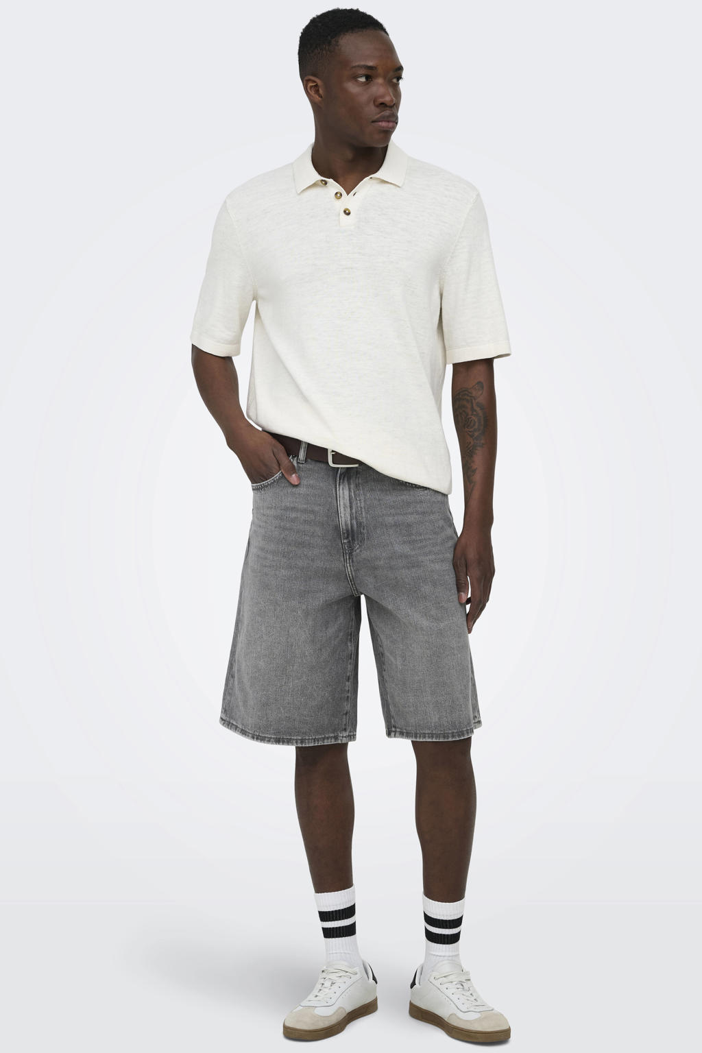 ONLY & SONS ONSCARL denim baggy short grey denim