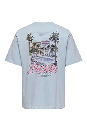 relaxed T-shirt met backprint lichtblauw