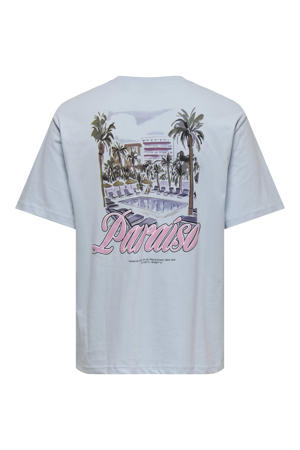 relaxed T-shirt met backprint lichtblauw