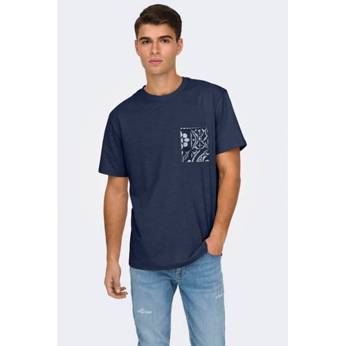 ONLY & SONS regular T-shirt donkerblauw afbeelding