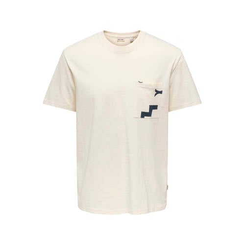 ONLY & SONS regular T-shirt ecru afbeelding