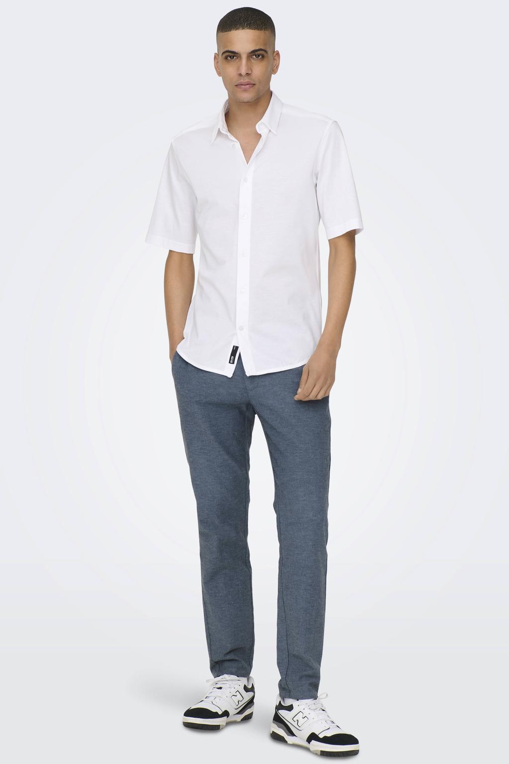 ONLY & SONS ONSMARK tapered chino met linnen donkerblauw