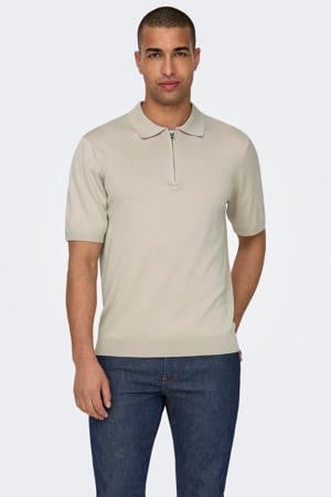 regular polo fijn gebreid beige
