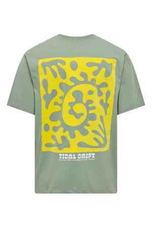 relaxed T-shirt met backprint groen