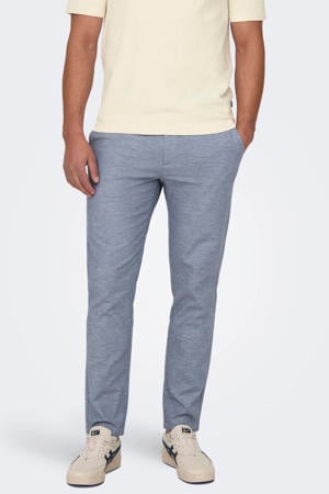 ONSMARK tapered chino met linnen blauw