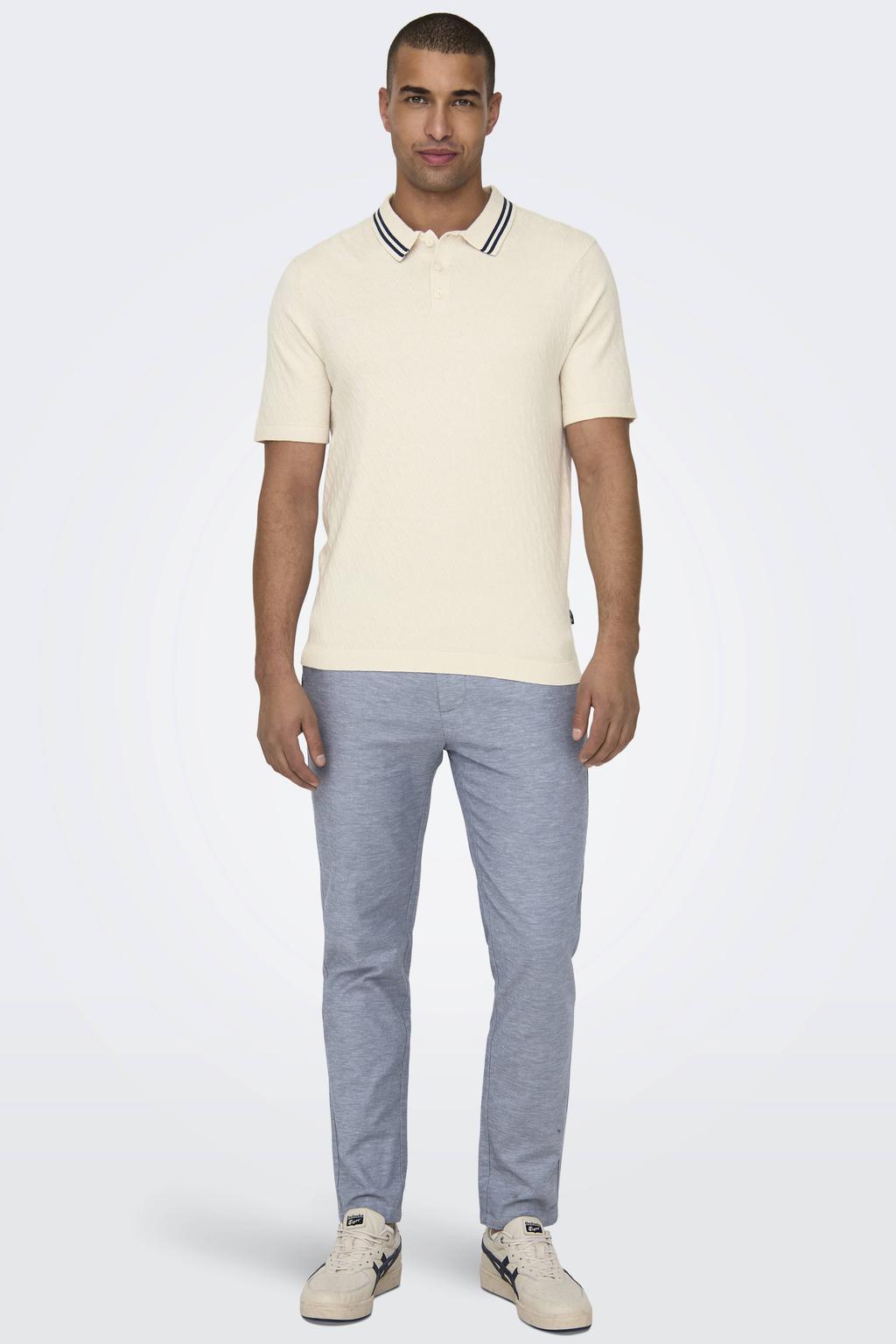 ONLY & SONS ONSMARK tapered chino met linnen blauw