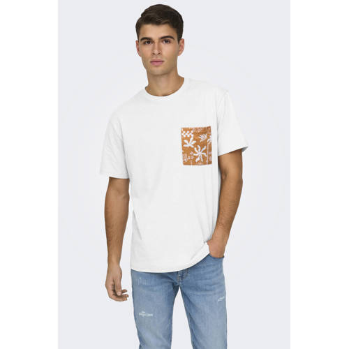 ONLY & SONS regular T-shirt wit afbeelding