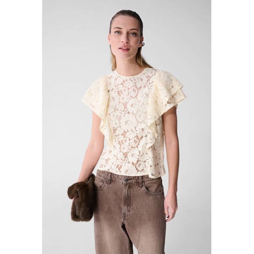 Shoeby kanten gebloemde top ecru afbeelding