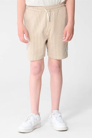 gestreepte sweatshort - zand