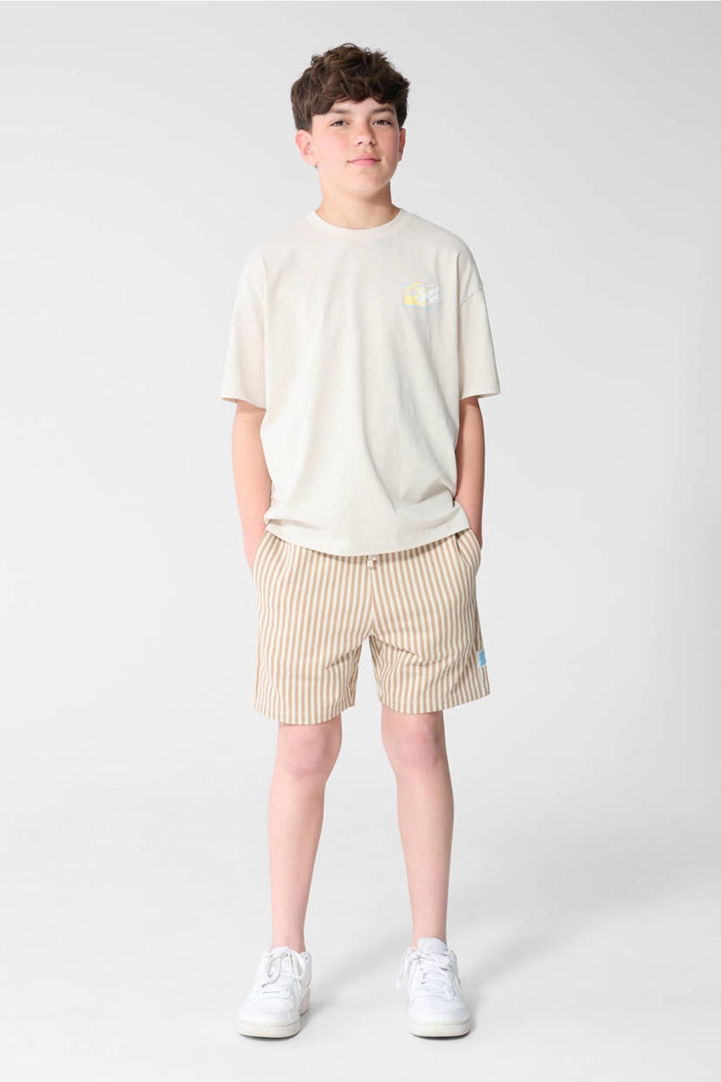 Shoeby gestreepte sweatshort - zand