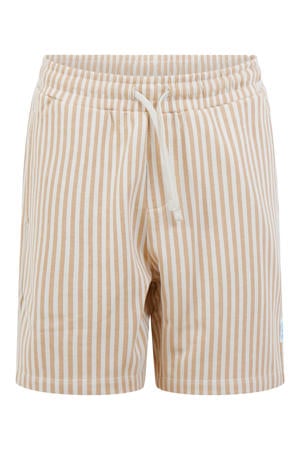 gestreepte sweatshort - zand