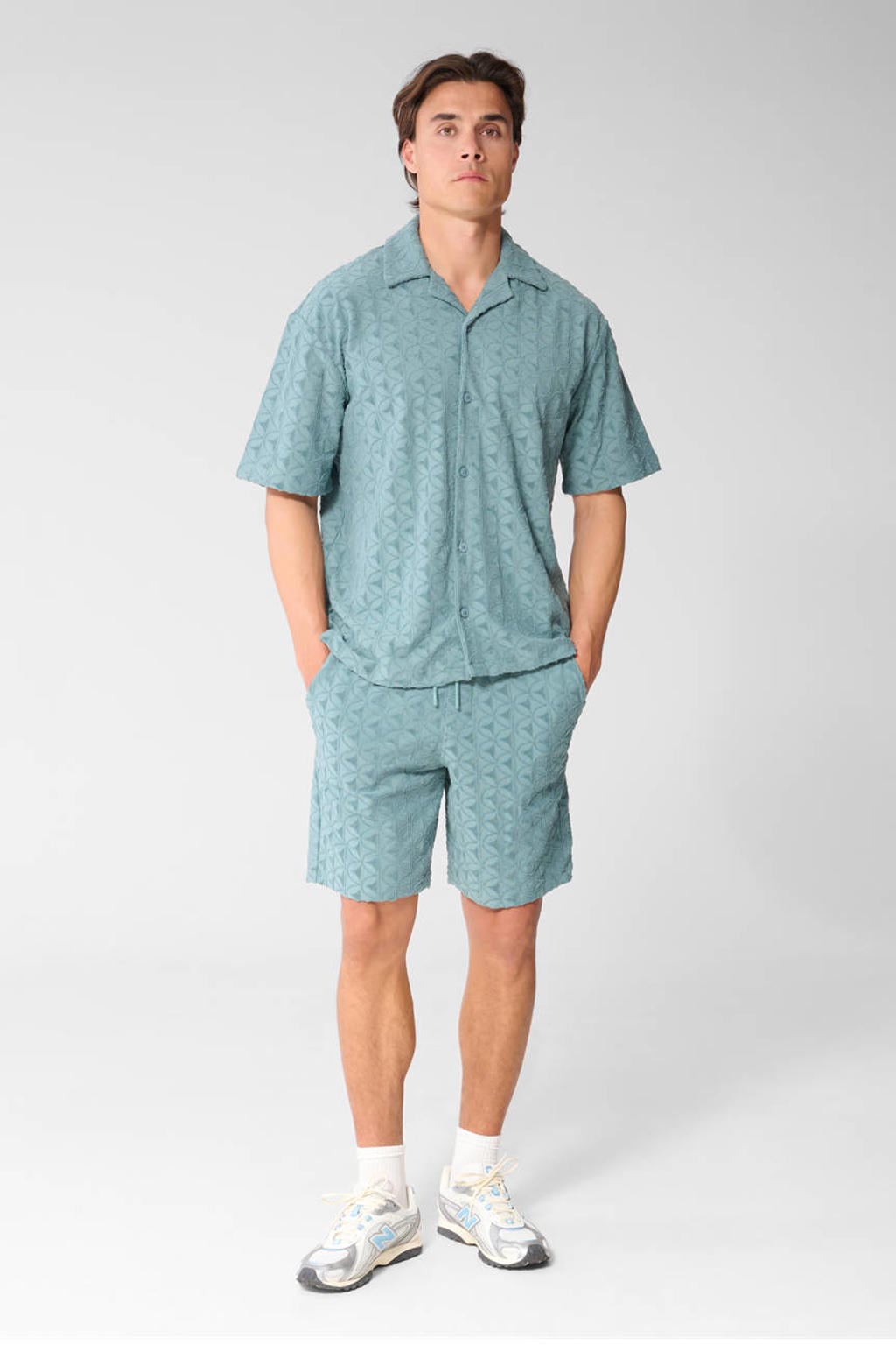 Shoeby regular fit casual short met print - donkergroen