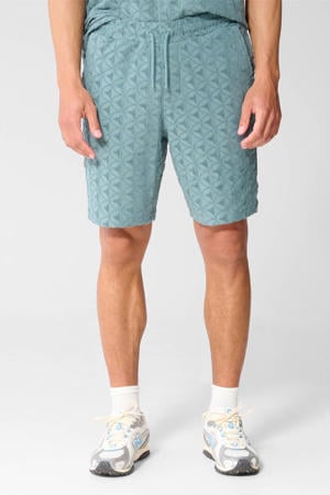 regular fit casual short met print - donkergroen