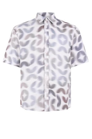 regular fit casual overhemd met print - lichtgrijs