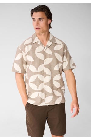 regular fit overhemd met print - donkerbruin