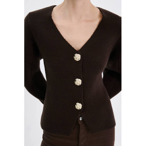 Mango getailleerde blazer donkerbruin afbeelding