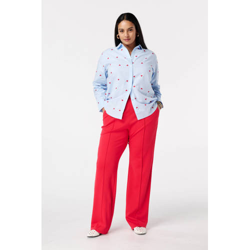MS Mode blouse met hartjes lichtblauw afbeelding