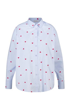 blouse met hartjes lichtblauw