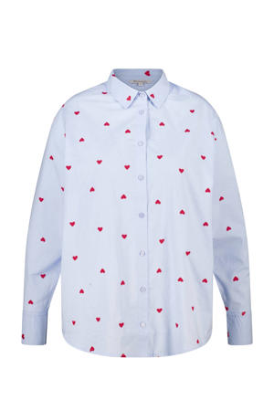 blouse met hartjes lichtblauw