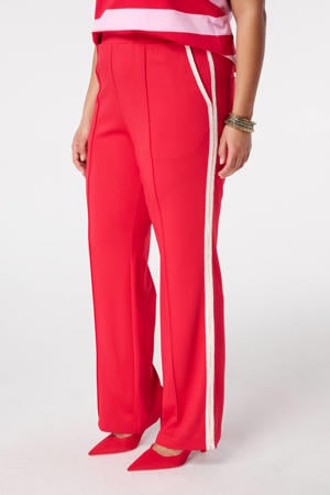 wide leg regular waist gestreepte broek rood