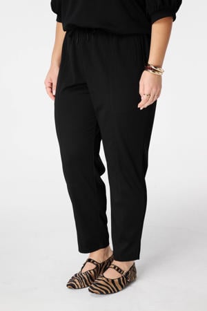 slim regular waist broek zwart