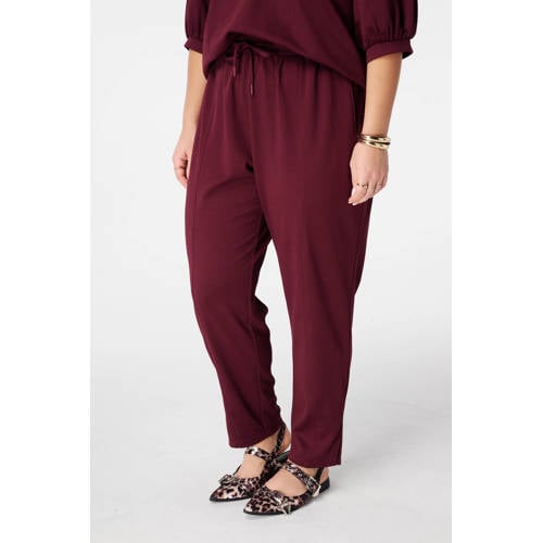 MS Mode slim regular waist broek donkerrood afbeelding