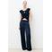 Caroll satijnen wide leg regular waist pantalon marineblauw