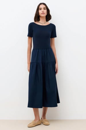 midi jurk marineblauw