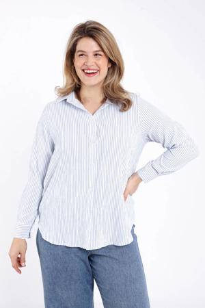 blouse met krijtstreep lichtblauw