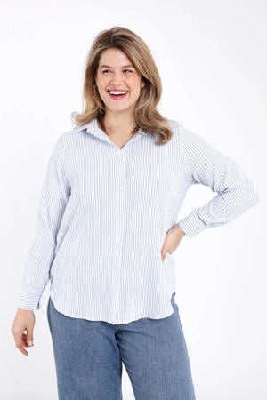 blouse met krijtstreep lichtblauw