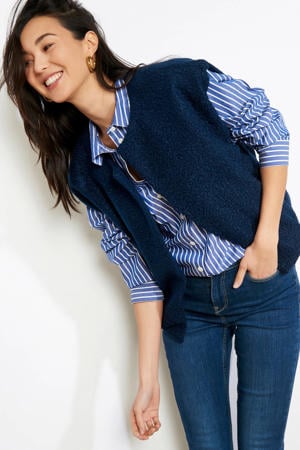 teddy gilet donkerblauw