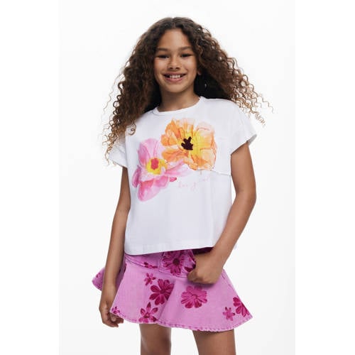 Desigual gebloemde T-shirt wit afbeelding