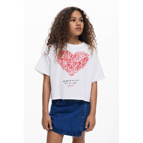 Desigual T-shirt met hartjes wit afbeelding