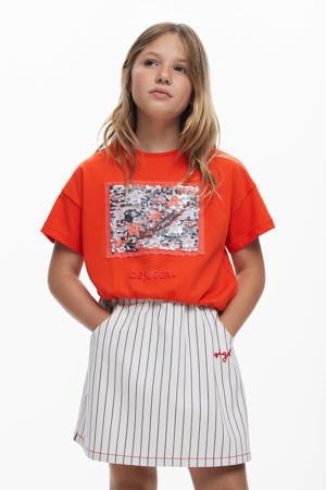T-shirt rood met pailletten