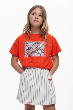 T-shirt rood met pailletten